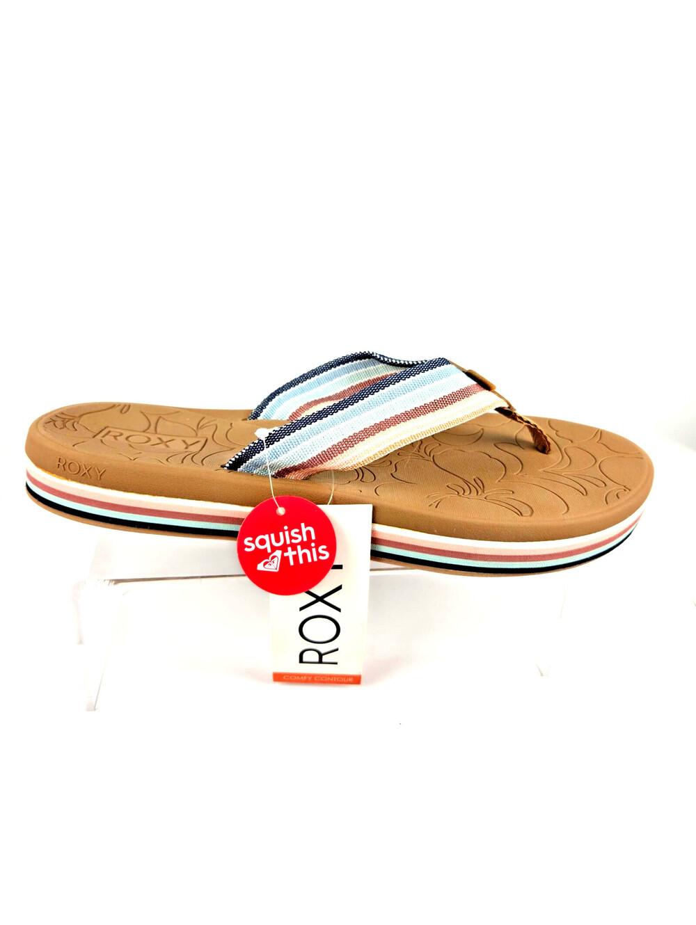 Roxy Gianna Flip Flop Sandals Women 11 Multicolor Stripe NOS Y2K w Box Tags
